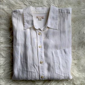 Gap boxy oversized 💯% linen white button down top